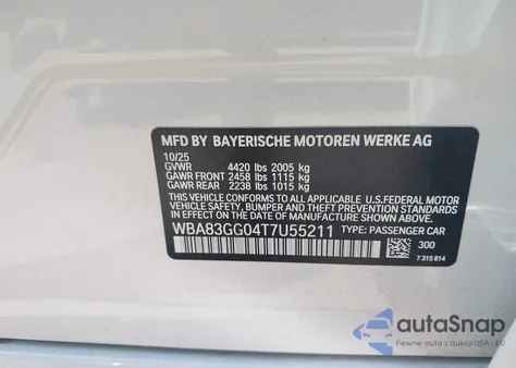 2026 BMW 228 Gran Coupe z USA, uszkodzony, nr VIN WBA83GG04T7U55211